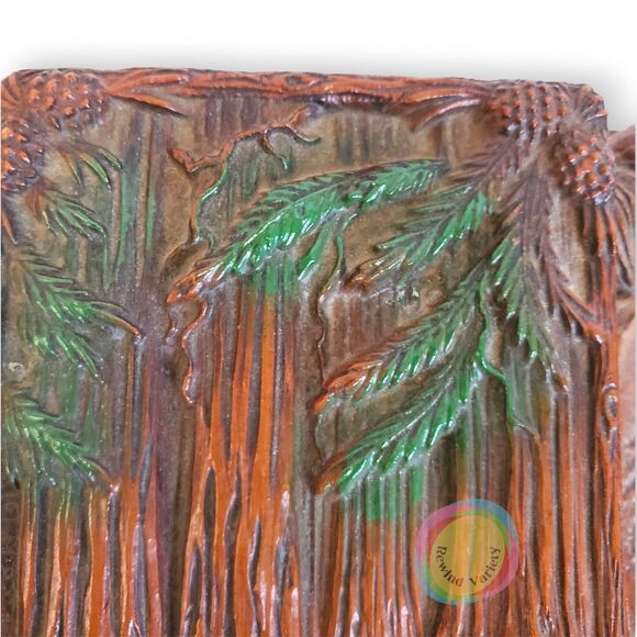 VTG ANCO Redwood Ashtray Cigarette Box Mid Century Resin Bakelite Kitschy - Picture 10 of 16